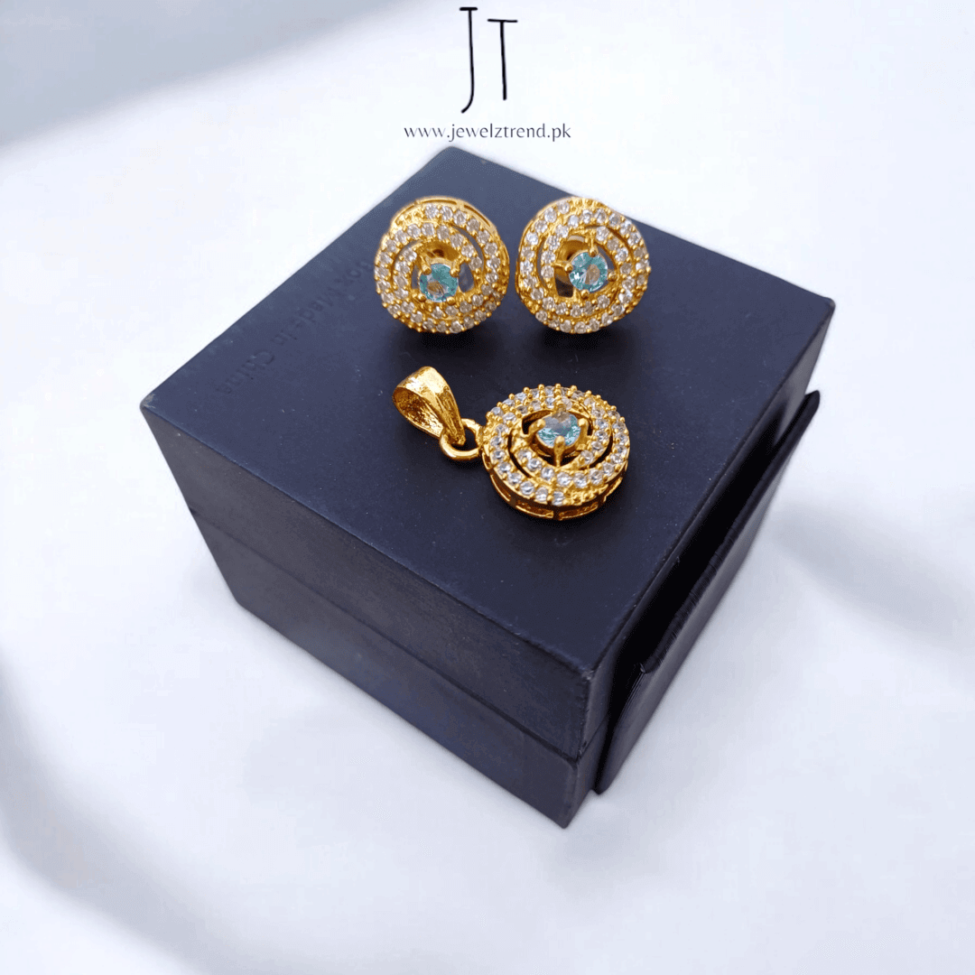 Sleek Shimmer: American Diamond Locket Set Gold