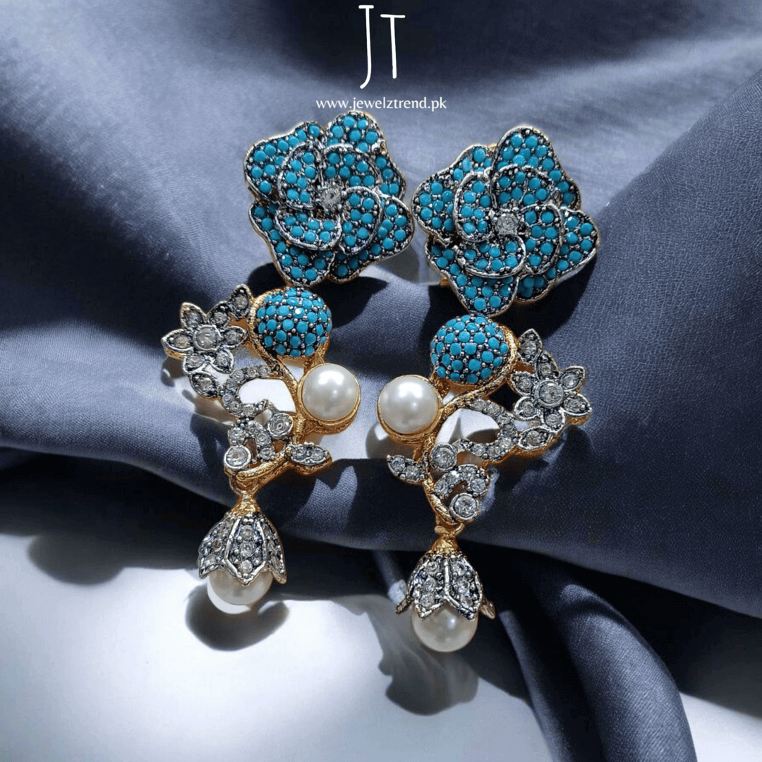 3D Flower Earrings with Pearl
