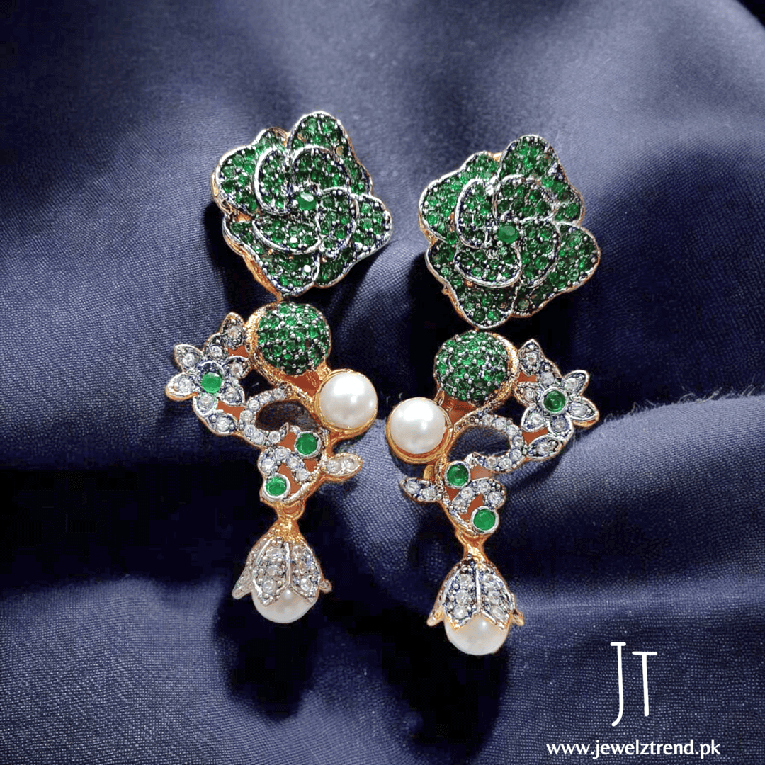 3D Flower Earrings with Pearl