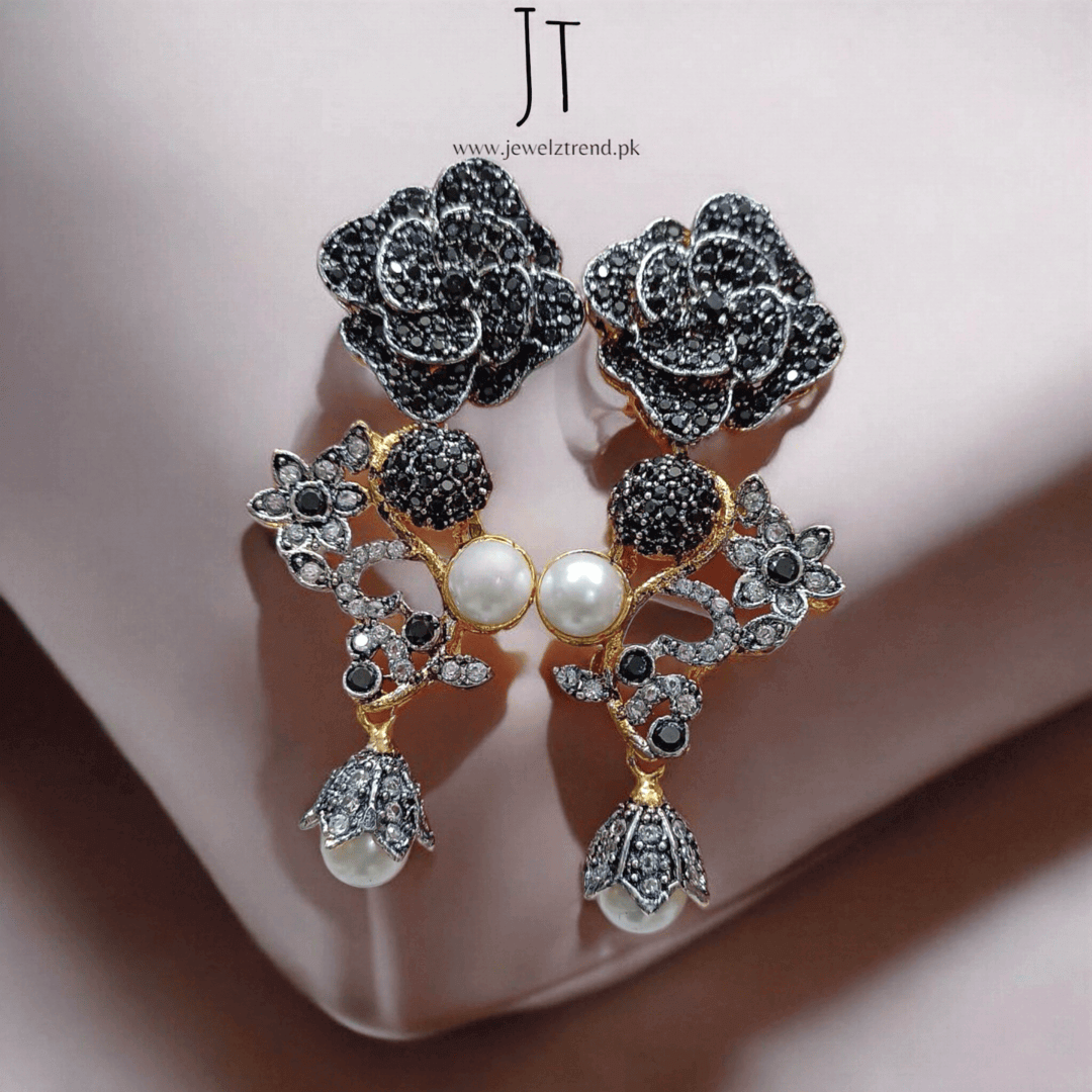 3D Flower Earrings with Pearl