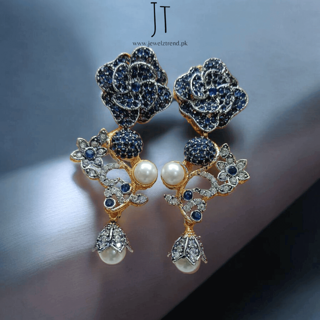 3D Flower Earrings with Pearl