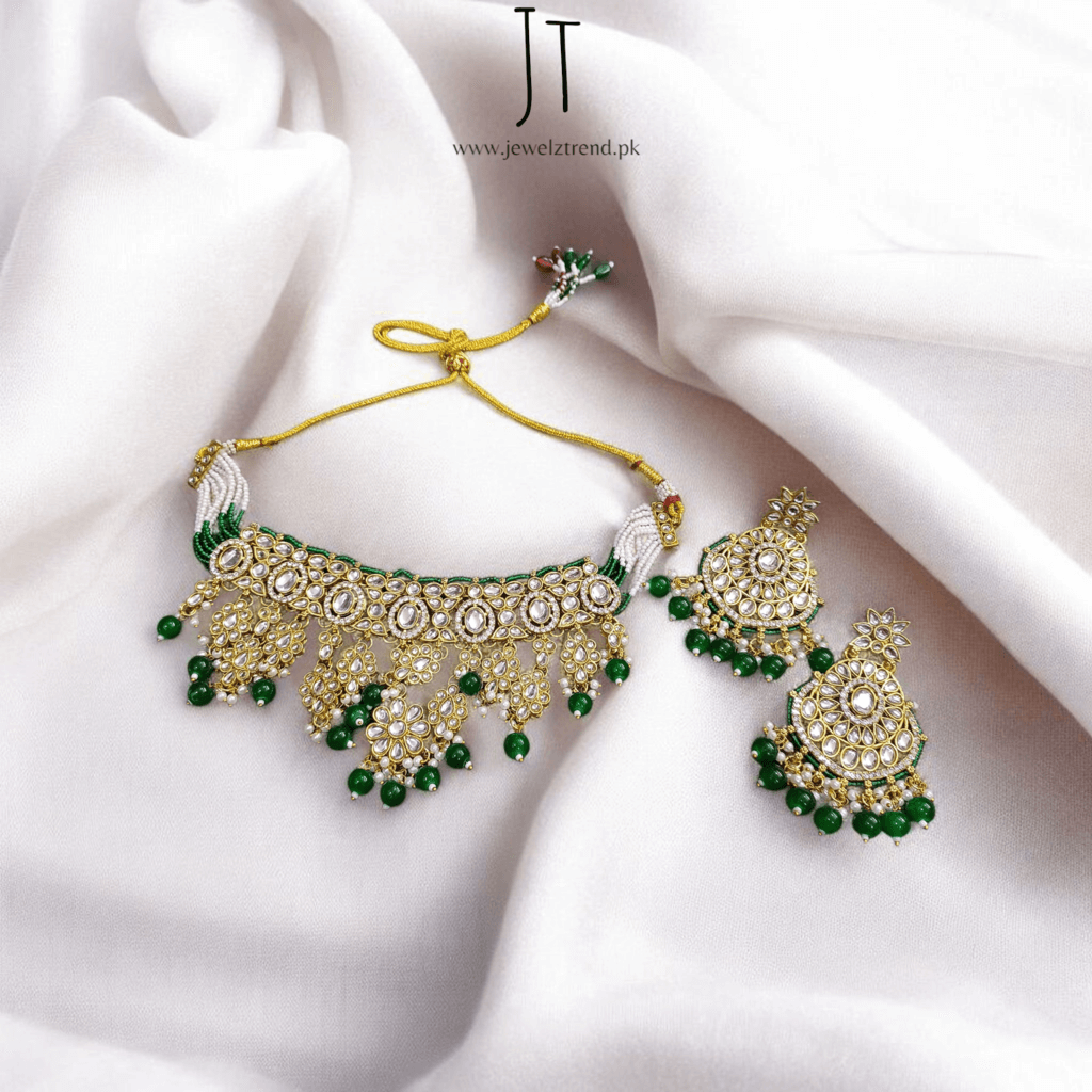 Nawabi Noor: Pure Kundan & Emerald Beads Set