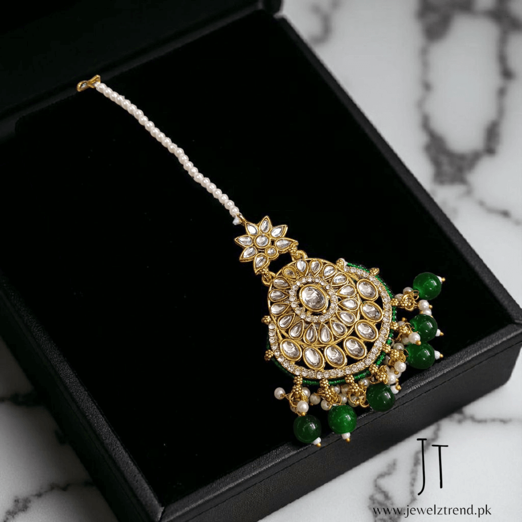 Nawabi Noor: Pure Kundan & Emerald Beads Set