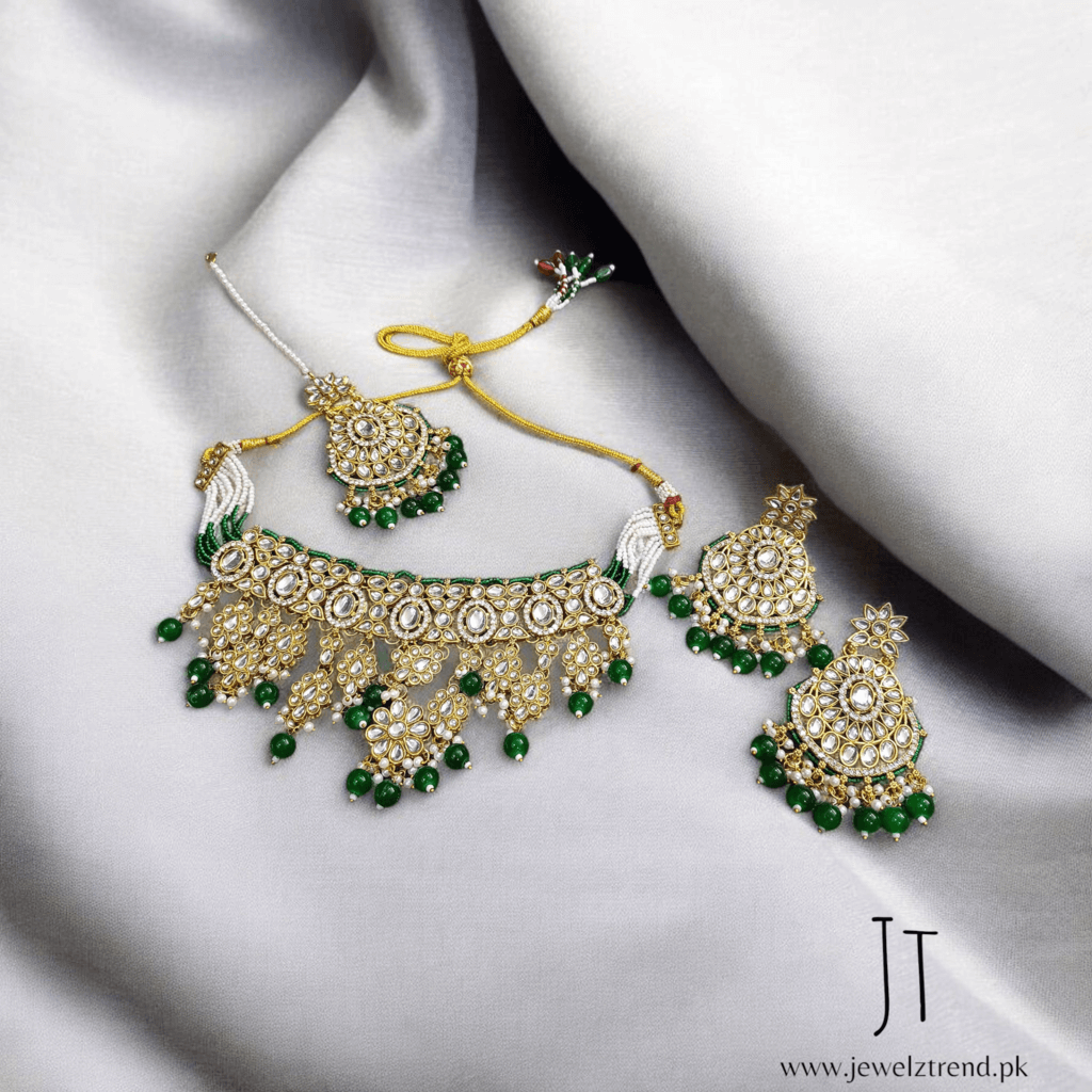 Nawabi Noor: Pure Kundan & Emerald Beads Set
