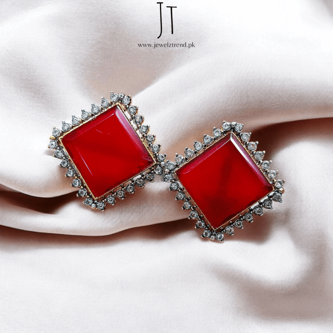 Bold Beauty Square Stone Earrings