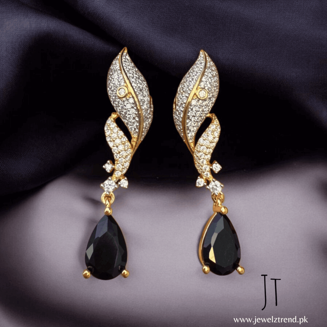 Golden Leaf Drops: 1 Carat Earrings