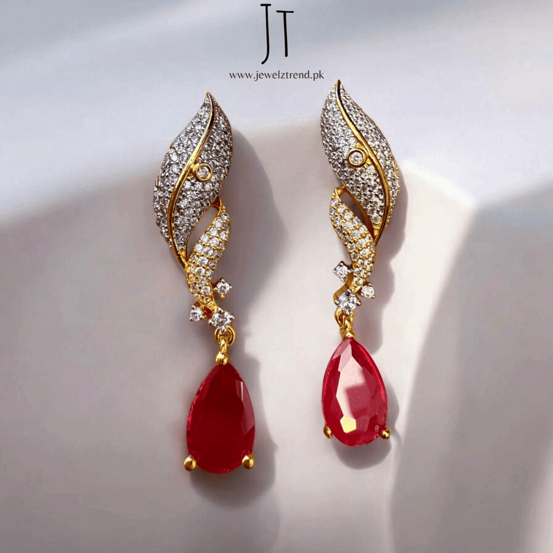 Golden Leaf Drops: 1 Carat Earrings