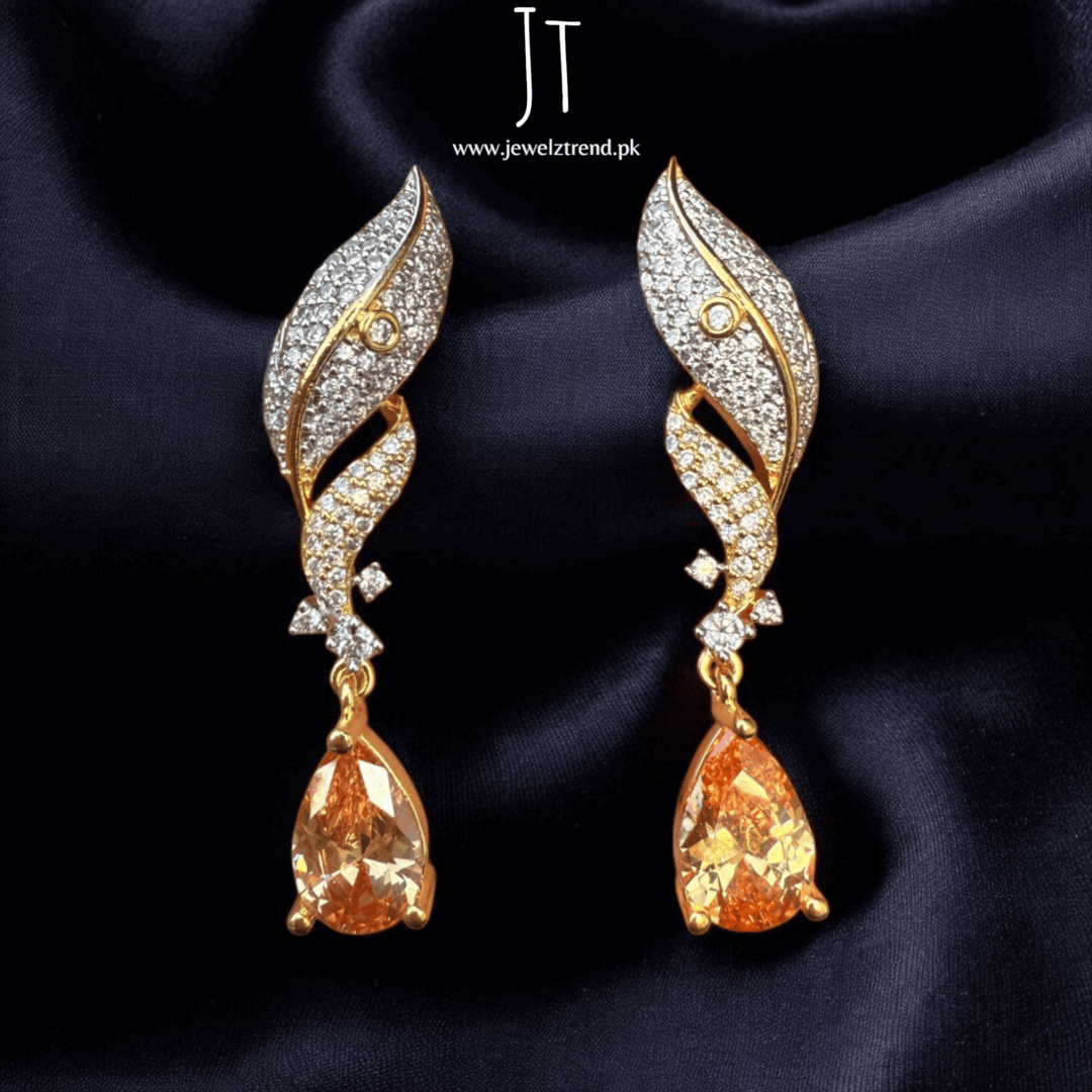 Golden Leaf Drops: 1 Carat Earrings