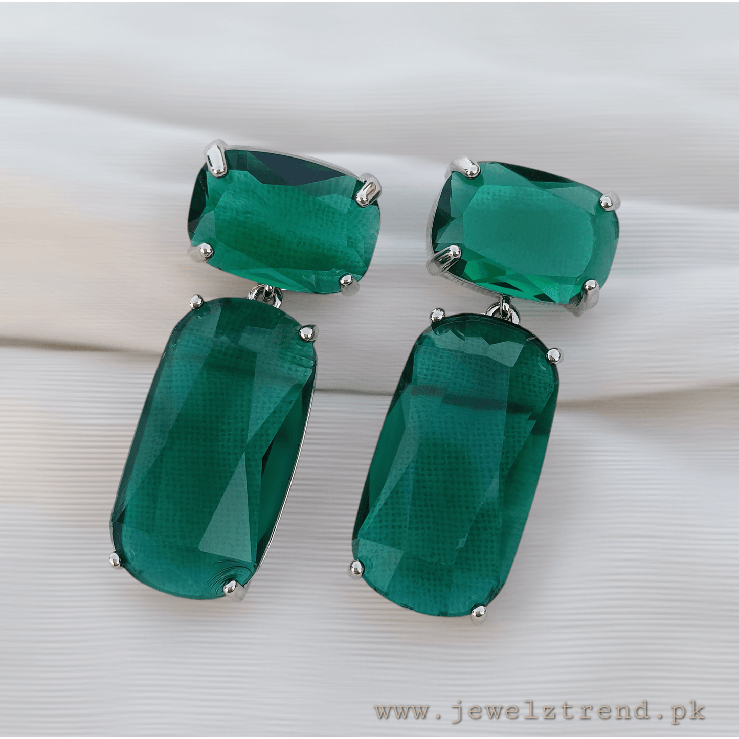 Doublet Stone Earrings Silver Base-1003