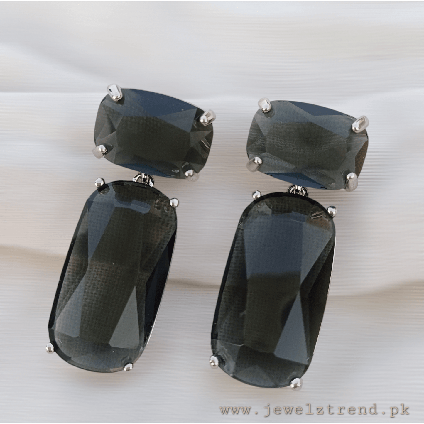 Doublet Stone Earrings Silver Base-1003