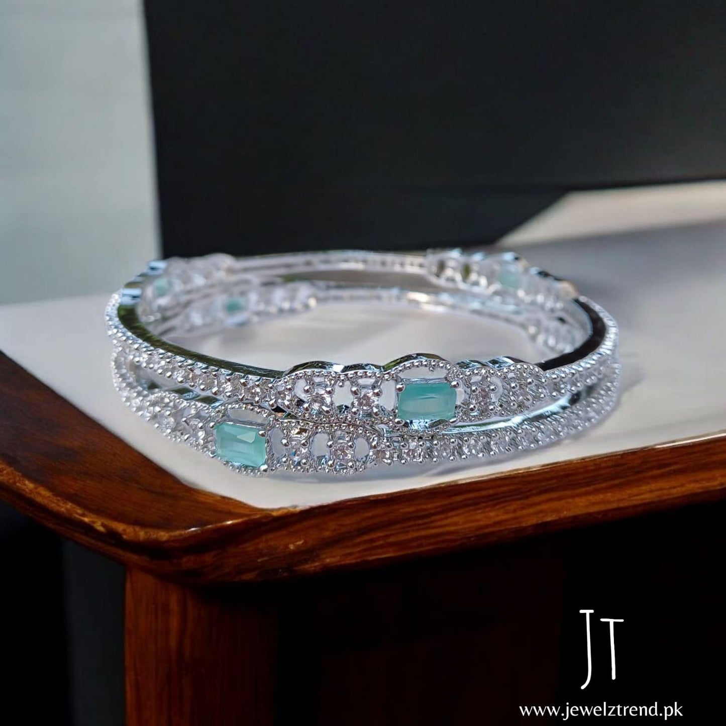 AD Bangles: Silver with Mint