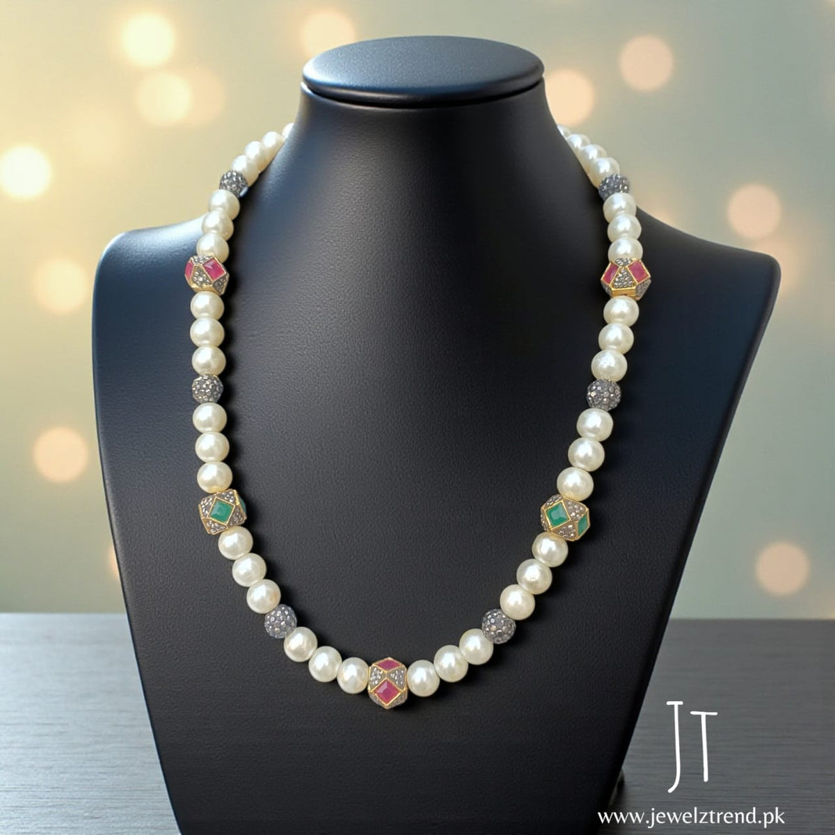 Turkish Pearl Malla with Gemstone Accents