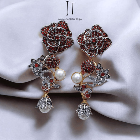 3D Flower Earrings with Pearl