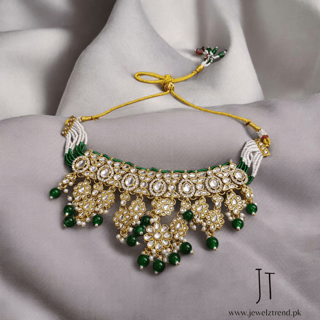 Nawabi Noor: Pure Kundan & Emerald Beads Set