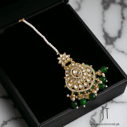 Nawabi Noor: Pure Kundan & Emerald Beads Set