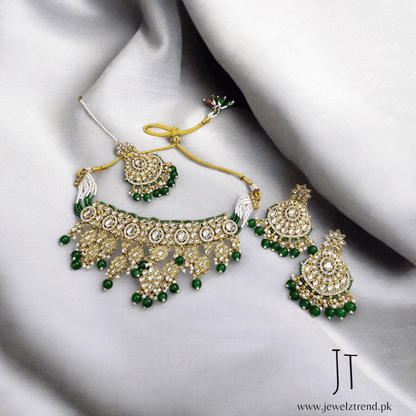 Nawabi Noor: Pure Kundan & Emerald Beads Set