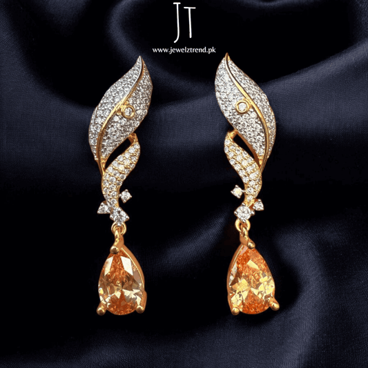 Golden Leaf Drops: 1 Carat Earrings