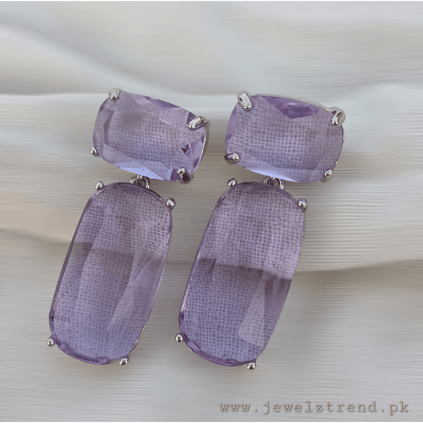 Doublet Stone Earrings Silver Base-1003