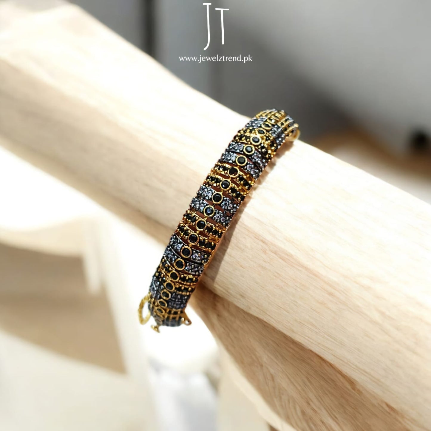 Ethereal Charm – Oxidized Openable Kara with Colorful Stone Accents