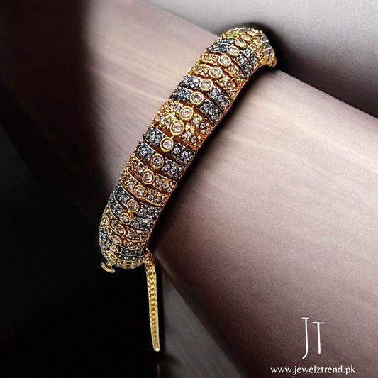 Ethereal Charm – Oxidized Openable Kara with Colorful Stone Accents