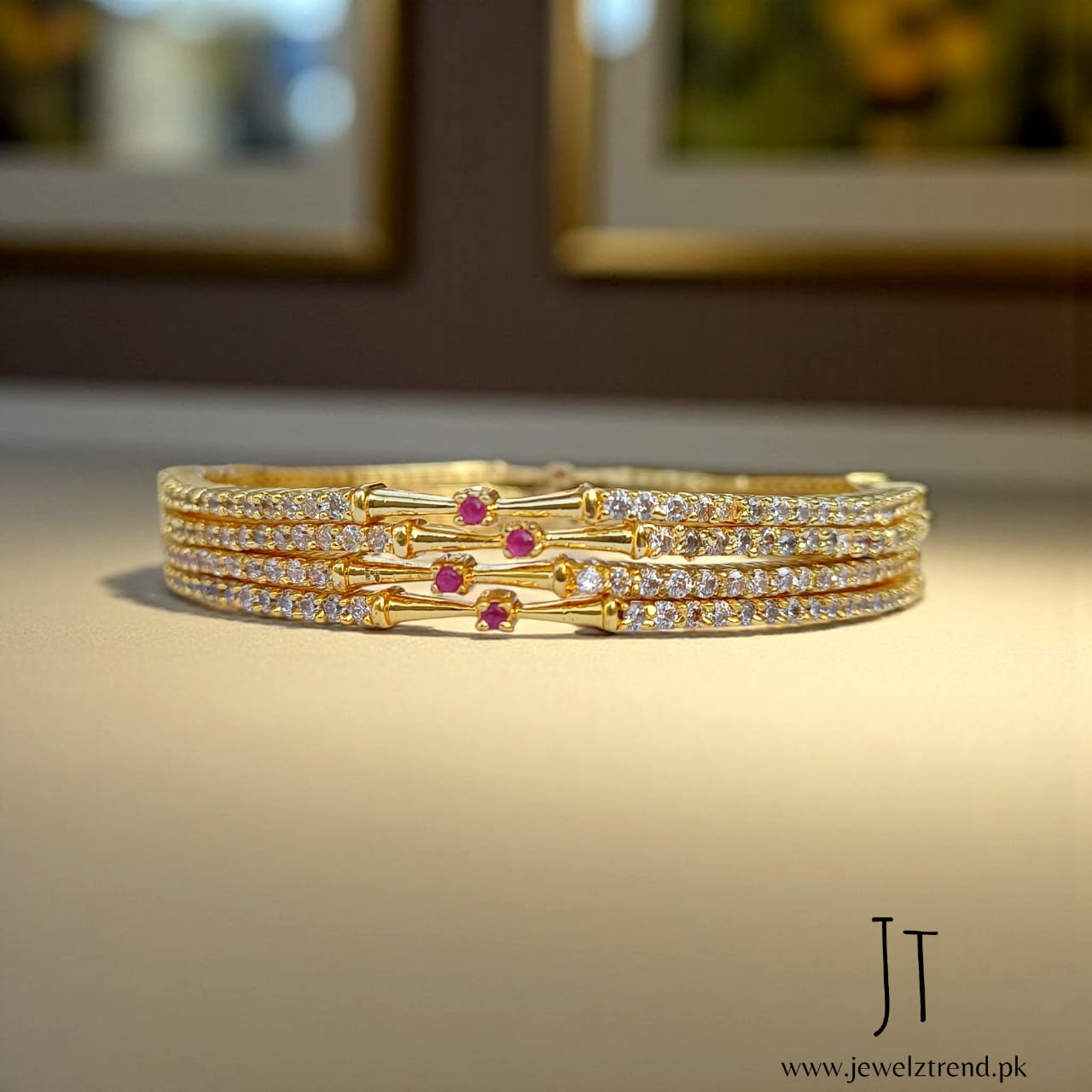 Luxury Gleam: Signature Bangles in 1 Carat, KHR White Multi