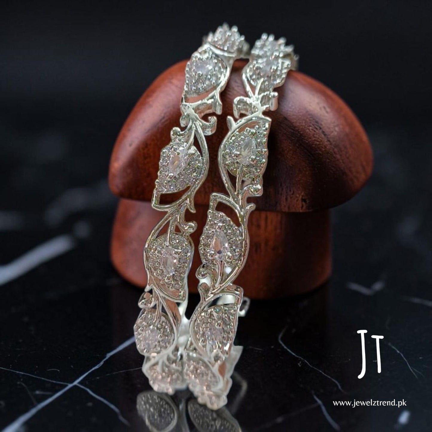 Silver leaf: AD Bangles