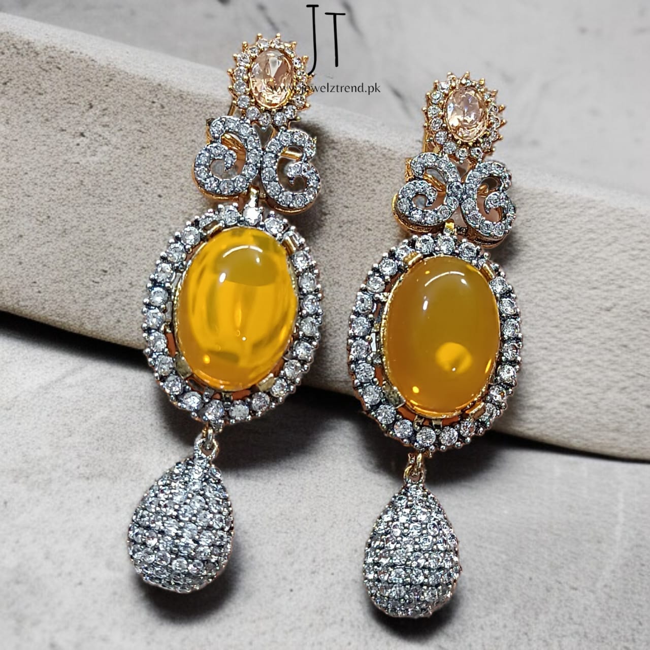 Bold Stone Zircon Earrings