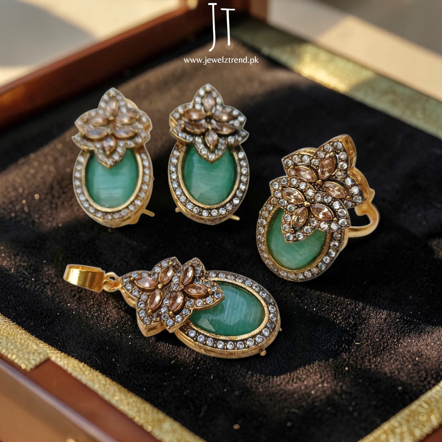 Azure Sparkle Trio: Locket Set