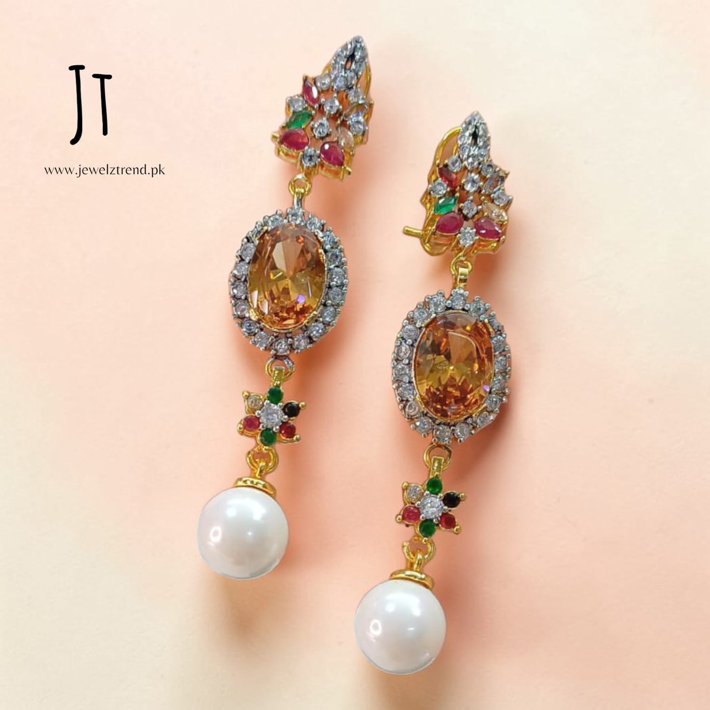 Bold Stone Long Earrings