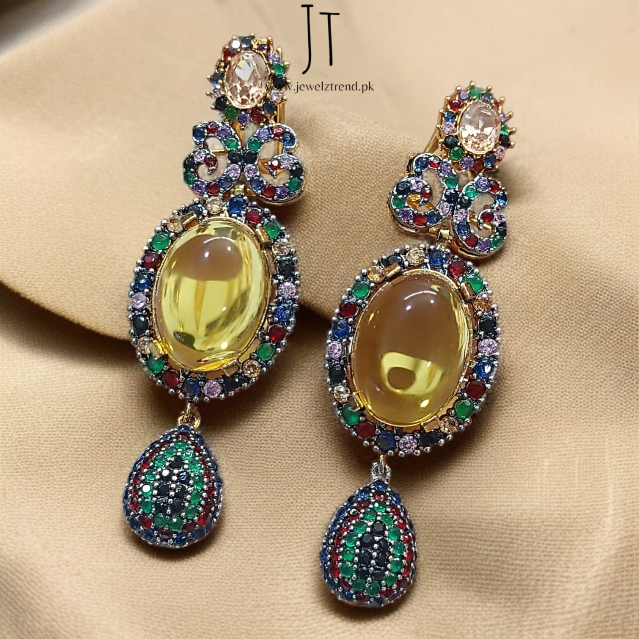 Bold Stone Zircon Earrings