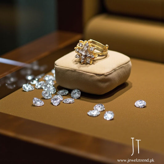 Golden Edge: Sleek Diamond-Cut Ring