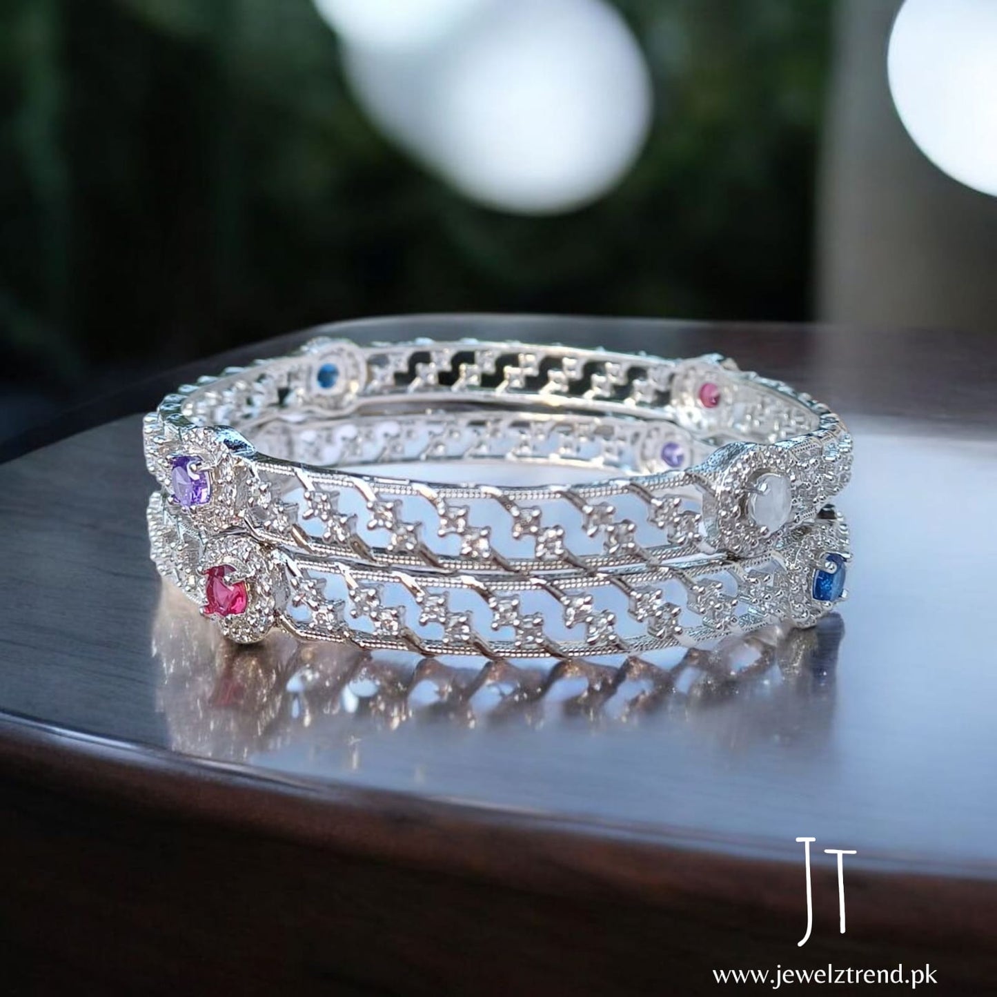 AD Bangles: Silver with Multi