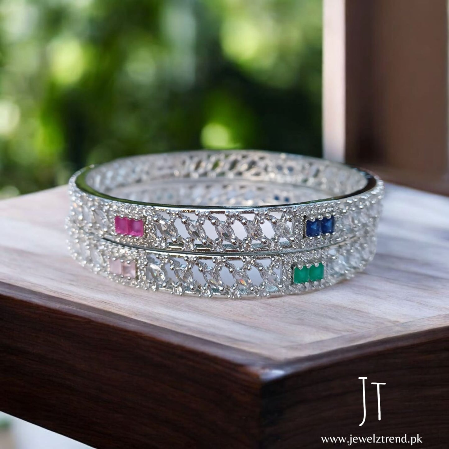 AD Bangles: Silver with Multi