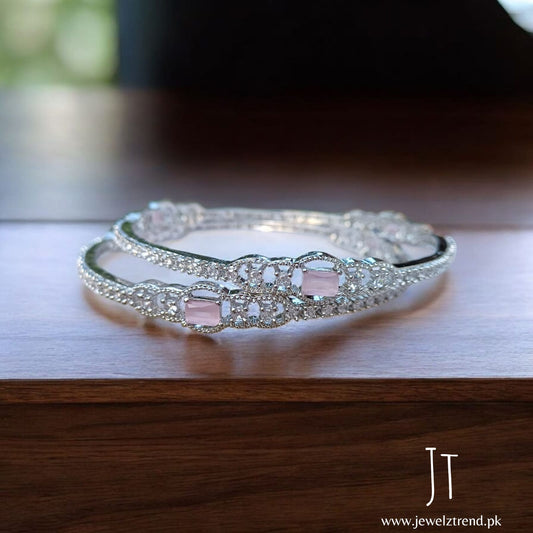 AD Bangles: Silver with Pink