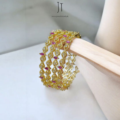 Ruby Stone AD Bangles – 1 Carat Gold