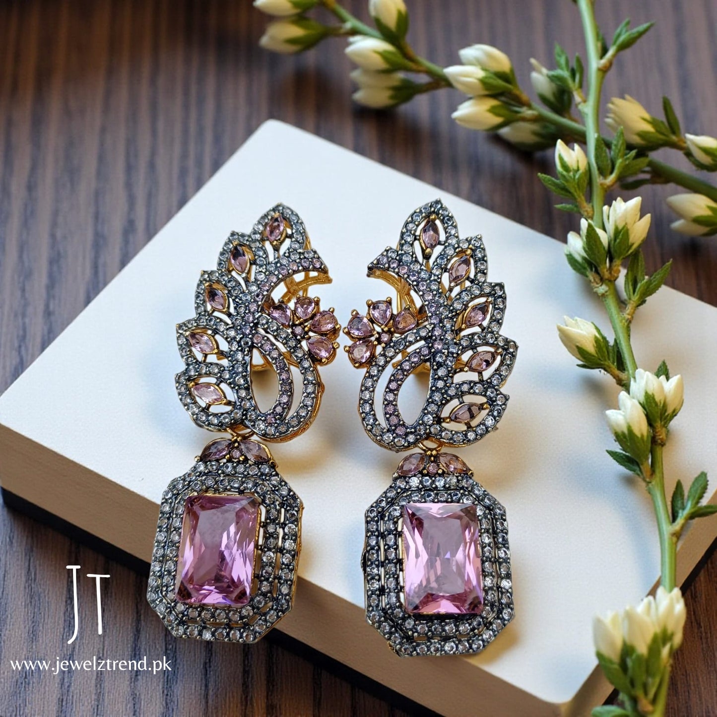 Shimmering Zircon: Long Earrings