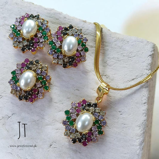 Sada Bahaar Set: Multi with Pearl