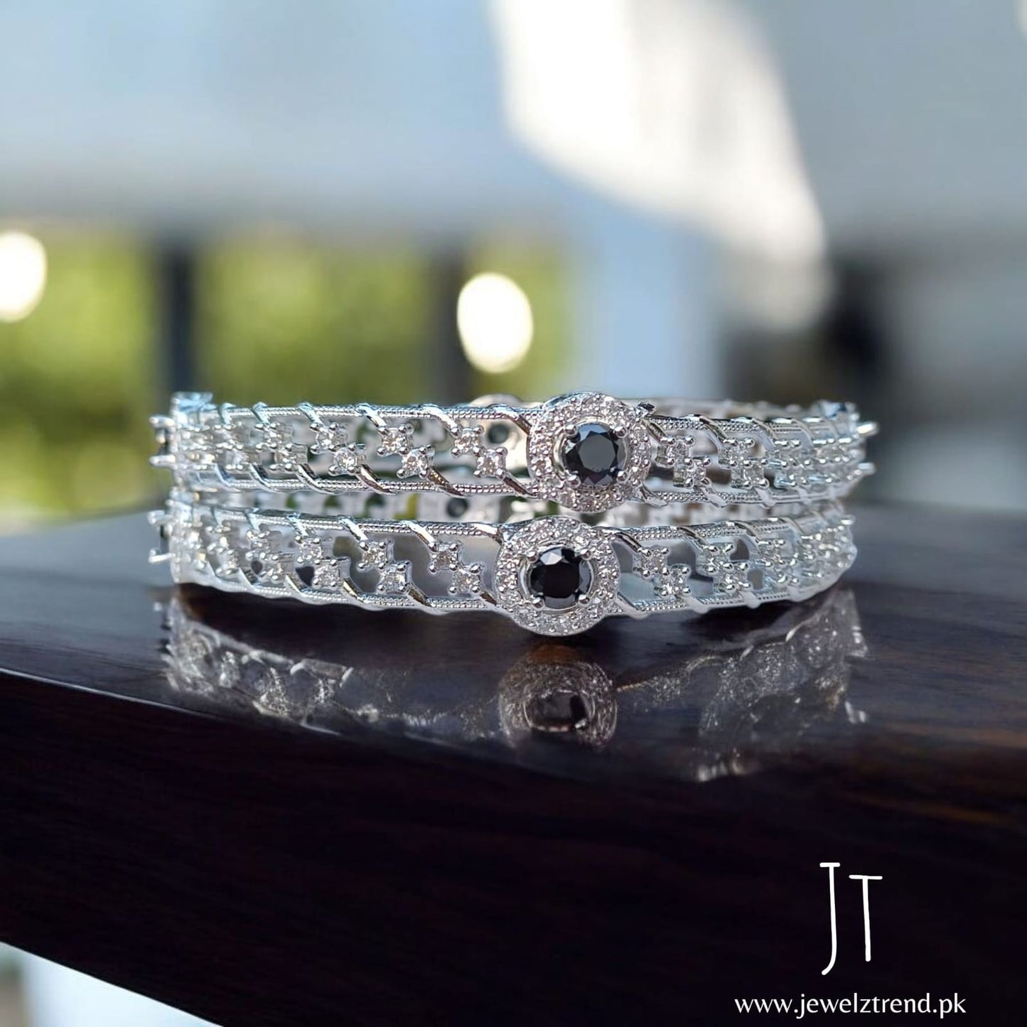 AD Bangles: Silver with Black