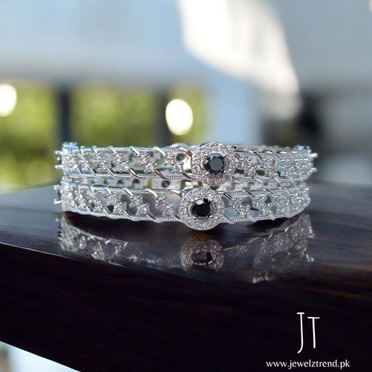 AD Bangles: Silver with Black