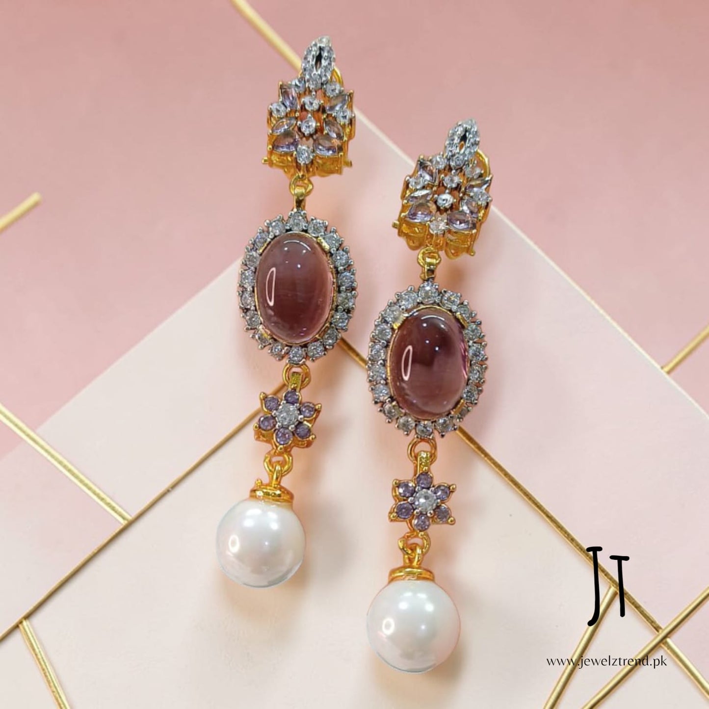 Bold Stone Long Earrings